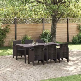 vidaXL Σέτ φαγητού για κήπο 7 pcs Καφέ Rattan Polt
