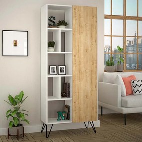 ΒΙΒΛΙΟΘΗΚΗ JEDDA MEGAPAP ΧΡΩΜΑ ΛΕΥΚΟ - ΦΥΣΙΚΟ ΟΞΙΑΣ 80,6X29,6X191ΕΚ.