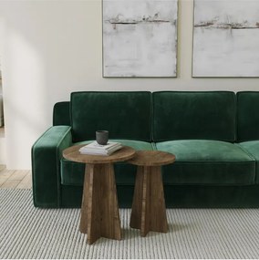 Stewehome Σετ 2 τραπεζιών σαλονιού στρογγυλά μοντέρνα από μελαμίνη Καφέ