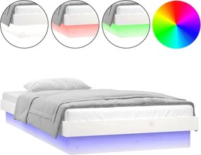 vidaXL Πλαίσιο Κρεβατιού LED Λευκό 90 x 190 εκ. Μονό Μασίφ Ξύλο