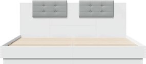 vidaXL Πλαίσιο Κρεβατιού με Κεφαλάρι/LED Λευκό 200 x 200 εκ.