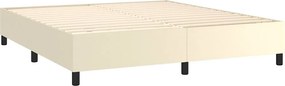 vidaXL Κρεβάτι Boxspring με Στρώμα Κρεμ 160x200εκ. από Συνθετικό Δέρμα