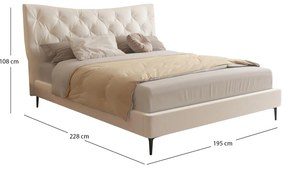 Επενδυμένο κρεβάτι JILL Διπλό Μπέζ Ύφασμα 160x200εκ 195x226x108 εκ.