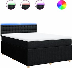 vidaXL Κρεβάτι Boxspring με Στρώμα Μαύρο 140x200 εκ. Υφασμάτινο
