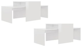 vidaXL Σετ Τραπεζάκια Σαλονιού Γυαλ. Λευκό 100x48x40 εκ. Επεξ. Ξύλο