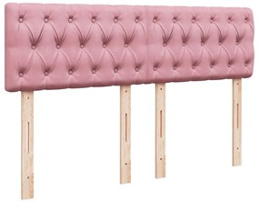 Κρεβάτι Boxspring με Στρώμα Σκούρο Ροζ 140x200 εκ. Βελούδινο - Ροζ