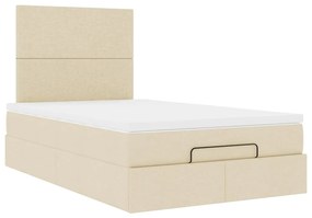 vidaXL Οθωμανικό κρεβάτι με στρώμα Cream 120x200cm ύφασμα