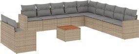 vidaXL Patio Sofa Set 12-θέσια Μίξη μπεζ και ανοιχτό γκρι