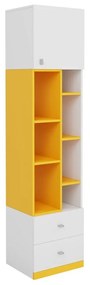 Βιβλιοθήκη Omaha E105, Με συρτάρια, Με πόρτες, Πλαστικοποιημένη μοριοσανίδα, 195x45x40cm, Κίτρινο, Άσπρο