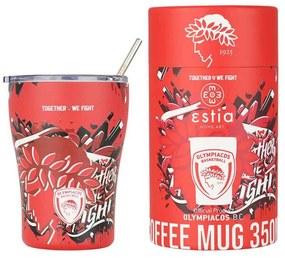 Θερμός με Καλαμάκι  Coffee Mug OLYMPIACOS BC Edition TOGETHER WE FIGHT  Estia 350ml