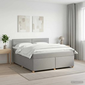 vidaXL Κρεβάτι box spring με στρώμα Ανοιχτό γκρι 140 x 190 cm Ύφασμα