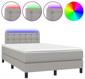 vidaXL Κρεβάτι Boxspring με Στρώμα &amp; LED Αν.Γκρι 120x200 εκ Υφασμάτινο