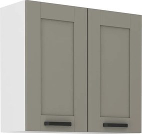 Κρεμαστό ντουλάπι Nelor 80 G 72 2F-Γκρι σπέσιαλ - Λευκό