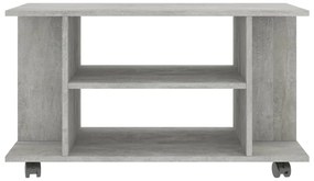 vidaXL Έπιπλο TV με Ρόδες Γκρι Σκυροδέματος 80x40x45 εκ. Επεξ. Ξύλο