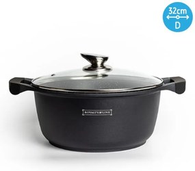 Royalty Line Κατσαρόλα 32cm 8.6L Με Αντικολλητική Επίστρωση Μαρμάρου Και Γυάλινο Καπάκι RL-BS32M