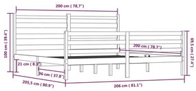 Πλαίσιο Κρεβατιού Καφέ Μελί 200 x 200 εκ. από Μασίφ Ξύλο Πεύκου - Καφέ