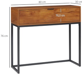 HOMCOM Τραπέζι κονσόλας σε βιομηχανικό στυλ, βοηθητικό τραπέζι, μπουφές, 1 συρτάρι, Καφέ + Μαύρο