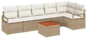 vidaXL Σετ Καναπέ Κήπου 7 pcs Μπεζ και λευκό