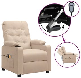 vidaXL Πολυθρόνα Μασάζ Ηλεκτρική Κρεμ Υφασμάτινη