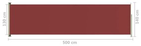Σκίαστρο Πλαϊνό Συρόμενο Βεράντας Κόκκινο 140 x 500 εκ. - Κόκκινο