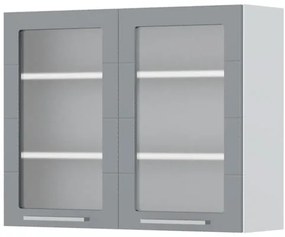 Ντουλάπι κρεμαστό Hudson V7-90-2KS με βιτρίνα-Λευκό - Γκρι - 90.00Χ32.00Χ72.00cm
