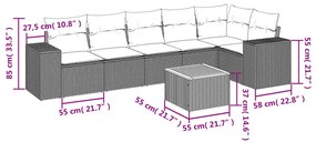 vidaXL Σαλόνι Κήπου Σετ 7 τεμ. Μπεζ Συνθετικό Ρατάν με Μαξιλάρια