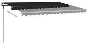 vidaXL Τέντα Συρόμενη Χειροκίνητη με LED Ανθρακί 400 x 300 εκ.