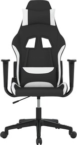 vidaXL Καρέκλα Μασάζ Gaming Μαύρη και Λευκή Υφασμάτινη