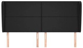 Κεφαλάρι με Πτερύγια Μαύρο 163x23x118/128 εκ. Συνθ. Δέρμα 3117772
