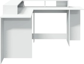 vidaXL Γραφείο με LED Λευκό 152x152x91 εκ. από Επεξεργασμένο Ξύλο