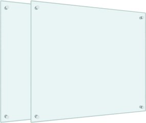 vidaXL Πλάτες Κουζίνας 2 τεμ. Λευκές 70x60 εκ. από Ψημένο Γυαλί