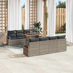 vidaXL Σετ Καναπέ Κήπου με αποθήκευση 9 pcs Γκρι Πολυ ράταν