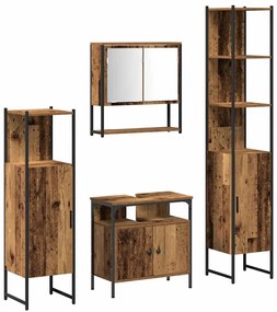vidaXL Σετ Επίπλων Μπάνιου 4 pcs Παλαιό ξύλο 33 x 33 x 185.5 εκ