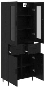 vidaXL Highboard με συρτάρι 2 pcs Μαύρη Οξυά Επεξεργασμένο ξύλο