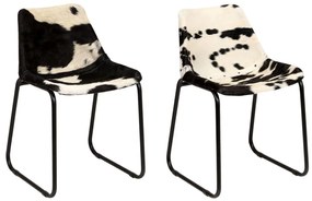 Καρέκλες Τραπεζαρίας 2 τεμ. από Γνήσιο Δέρμα Κατσίκας - Πολύχρωμο