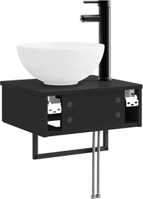 vidaXL Επιτοίχιο έπιπλο νιπτήρα μπάνιου Μαύρο 40 x 35 x 56 cm
