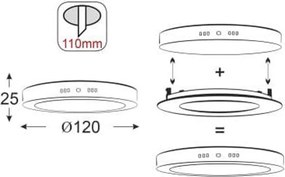 LED Panel Slim Χωνευτό Στρογγυλό 8W ενδιάμεσο φως 4000K 500lm Ασημί