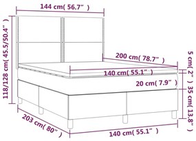 Κρεβάτι Boxspring με Στρώμα Σκούρο Καφέ 140x200 εκ Υφασμάτινο - Καφέ