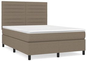 vidaXL Κρεβάτι Boxspring με Στρώμα Taupe 140x190 εκ. Υφασμάτινο