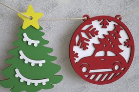 Σετ των 2 Intra απο ξύλο plywood 3mm-4mm πάχος Χριστουγεννιάτικο Banner | Γιρλάντα διακοπών | CNC Δίασταση 15x15 cm INTRAFABR-109751392