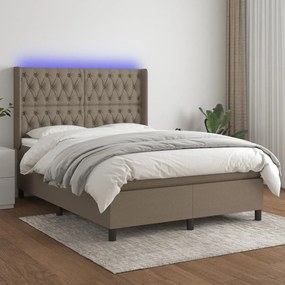 ΚΡΕΒΑΤΙ BOXSPRING ΜΕ ΣΤΡΩΜΑ &amp; LED TAUPE 140X200 ΕΚ. ΥΦΑΣΜΑΤΙΝΟ 3138561