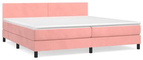 vidaXL Κρεβάτι Boxspring με Στρώμα Ροζ 200x200 εκ. Βελούδινο