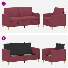 vidaXL Σαλονάκι Σετ Με Αποθηκευτικό Χώρο 2 pcs Κόκκινο Πολυεστέρας