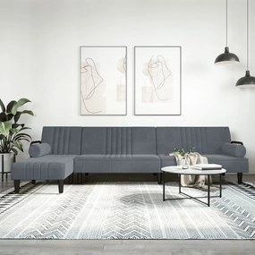 Καναπές Κρεβάτι Γωνιακός Σκ. Γκρι 260 x 140 x 70 εκ. Βελούδινος