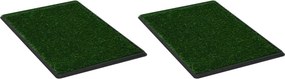 vidaXL Τουαλέτες Κατοικίδ. 2 τεμ Πράσινες 76x51x3 εκ Δίσκος/Συνθ. Χλόη