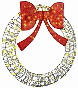 vidaXL Στεφάνι με 150 LED Θερμό λευκό 120 cm Ρατάν