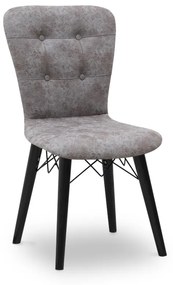 Καρέκλα τραπεζαρίας Palmira  υφασμάτινη χρώμα γκρι - μαύρο πόδι 47x44x88ε
