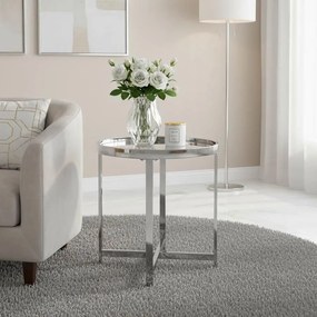 Βοηθητικό τραπέζι σαλονιού Tristan μέταλλο ασημί-γυαλί Φ55x55εκ 55x55x55 εκ.