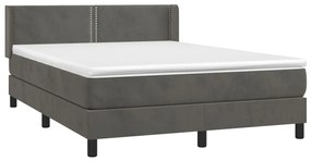 vidaXL Κρεβάτι Boxspring με Στρώμα Σκούρο Γκρι 140x190 εκ. Βελούδινο