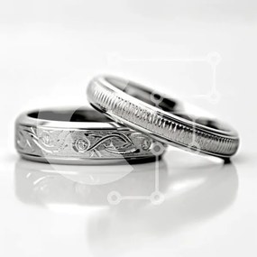 Σετ των 2 Intra Συλλεκτικό Ξύλινο Παζλ Plywood  4mm - Εκπληκτικές βέρες με περίπλοκα σχέδια Σε Ξύλινο Κουτί - Διαστάσεις: 10x10 cm – 25 κομμάτια